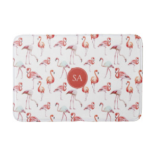 Waterverf Tropische roze flamingo Badmat