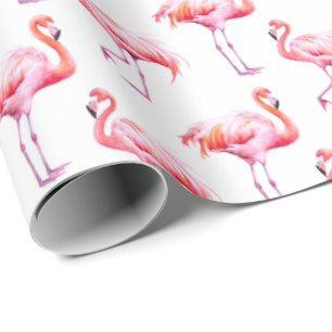 Waterverf Tropische roze flamingo Cadeaupapier