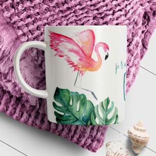 Waterverf Tropische roze flamingo Koffiemok