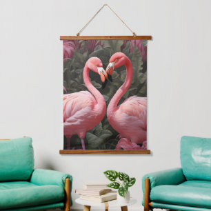 Waterverf Tropische Roze Flamingo Romance Hangend Wandkleed