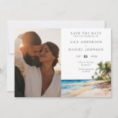 Waterverf Tropische Strand Fotobruiloft Save The Date (Voorkant)