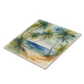 Waterverf Tropische strand palmbomen Tegeltje (Zijkant)