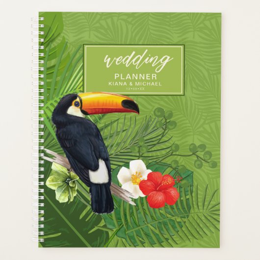 Waterverf Tropische Toucan Wedding Green V2 ID577 Planner (Voorkant)