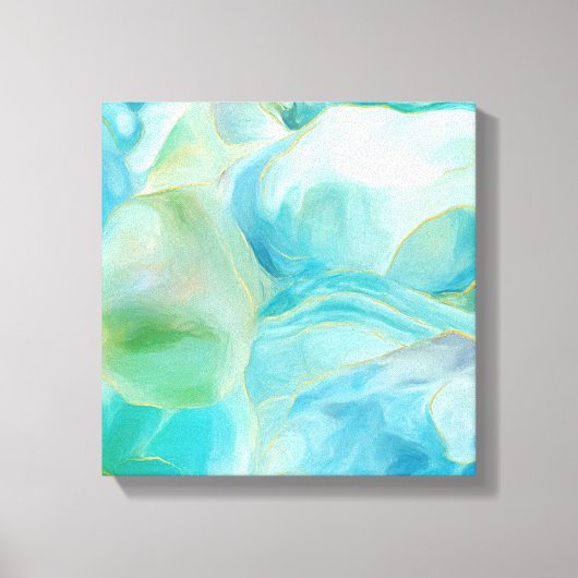 Waterverf Tropische Turquoise Abstracte edelsteen Canvas Afdruk (Voorkant)