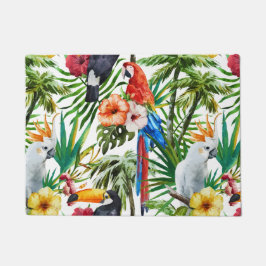 Waterverf tropische vogels en bladpatroon deurmat