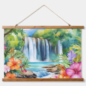 Waterverf tropische waterval hangend wandkleed (Voorkant)