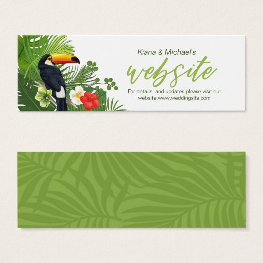 Waterverf Tropische Website Invoegen Groene ID577 Mini Visitekaartjes (Voorkant /achterkant)