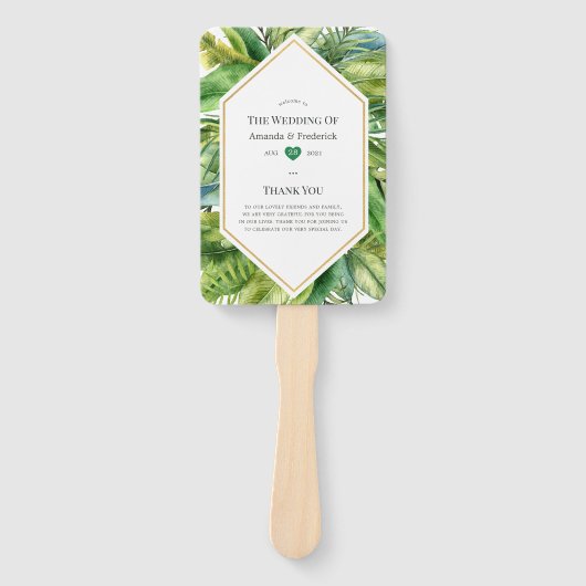 Waterverf Tropische zomervakantieweddenschap Handwaaier (Voorkant)