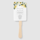 Waterverf Trouwprogramma's Stoffig Blauw & Geel Handwaaier (Voorkant)