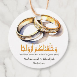 Waterverf trouwring islamitisch citaat Nikah Bedankjes Labels
