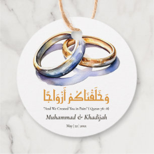Waterverf trouwring islamitisch citaat Nikah Bedankjes Labels