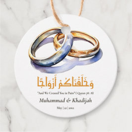Waterverf trouwring islamitisch citaat Nikah Bedankjes Labels