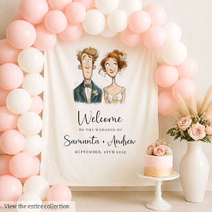 Waterverf Trouwtapijt Eigenzinnige Bruid Groom Wandkleed