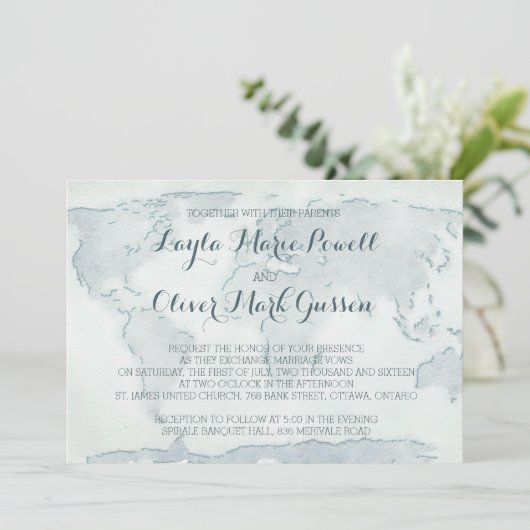 Waterverf trouwuitnodiging kaart (Staand voorkant)