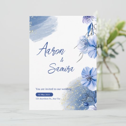 waterverf trouwuitnodiging kaart (Staand voorkant)