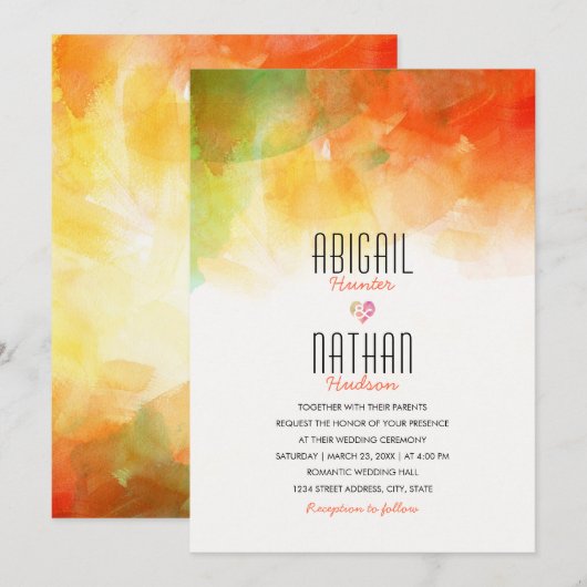 Waterverf trouwuitnodigingen unieke moderne kunst kaart (Voorkant / Achterkant)