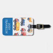 Waterverf Trucks Kinder Gepersonaliseerde Rugzak L Bagagelabel (Voorkant horizontaal)