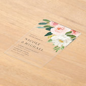 Waterverf Tuin Bloemen Lente Bruiloft Acryl Uitnodigingen (Laagn)