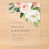 Waterverf Tuin Bloemen Lente Bruiloft Acryl Uitnodigingen (Voorkant)