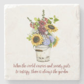 Waterverf Tuin Bloemen Quote Rustieke Tin Bucket Stenen Onderzetter (Voorkant)