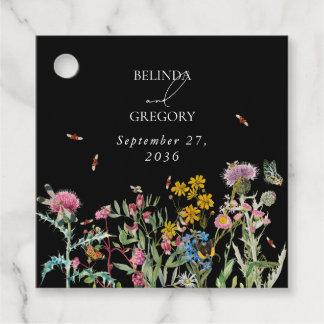Waterverf Tuin Bruiloft Zwart Boho Bedankjes Labels
