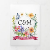 Waterverf Tuin Poort Wildbloemen Bruiloft QR Code Drieluik Uitnodiging (Cover)