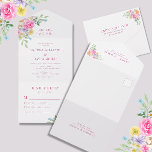 Waterverf Tuin Thee Party Bloemen Blossom Bruiloft All In One Uitnodiging
