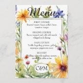 Waterverf Tuin Wildflower Lente Bruiloft Menu (Voorkant)