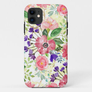 Waterverf tuinbloemen iPhone 11 hoesje