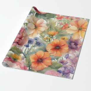  Waterverf Tuinbloemen in Bloom Cadeaupapier