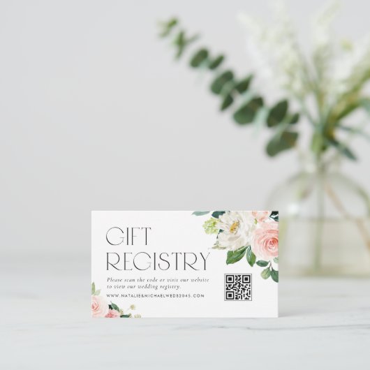 Waterverf Tuinbloemen QR Code Trouwregister Informatiekaartje (Staand voorkant)