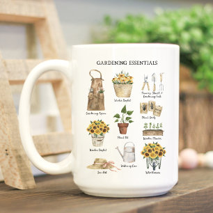 Waterverf Tuingereedschap Zonnebloem Tuin Koffiemok