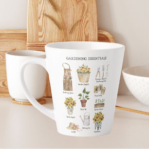 Waterverf Tuingereedschap Zonnebloem Tuin Latte Mok
