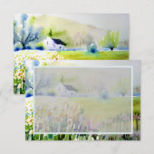 Waterverf tuinkerk gepersonaliseerd notitiekaartje (Voorkant / Achterkant)