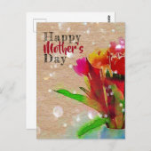 Waterverf Tulips Bouquet Happy Moederdag Briefkaart (Voorkant / Achterkant)