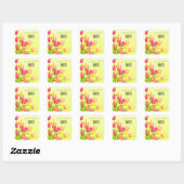 Waterverf Tulips Bouquet Monogram Vierkante Sticker (Vel)