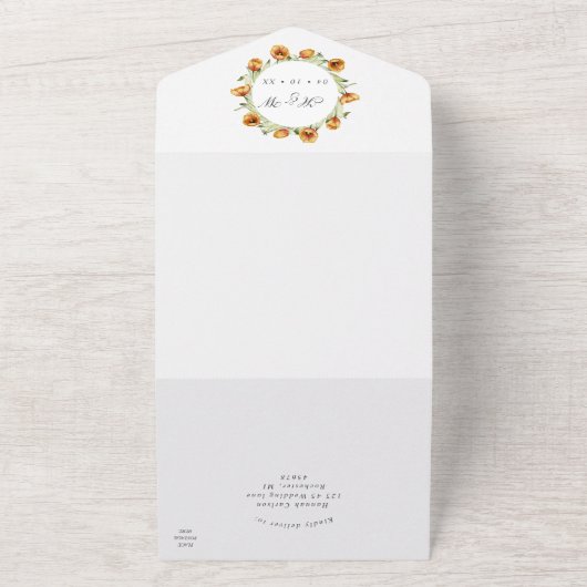 waterverf tulips rsvp hecht bruiloft all in one uitnodiging (Buitenkant)