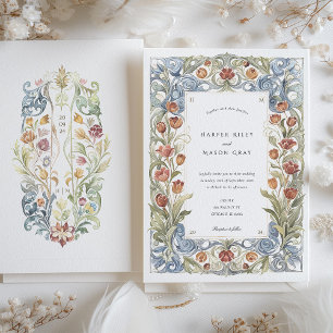 Waterverf Tulp Art Nouveau bruiloft Kaart