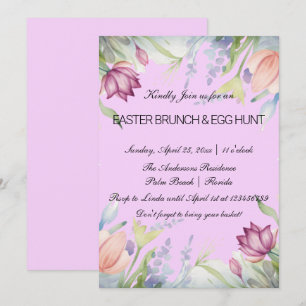 Waterverf Tulp Bloemen Pasen Brunch & Eierjacht Kaart