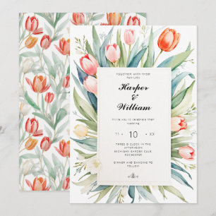 Waterverf tulp bruiloft kaart
