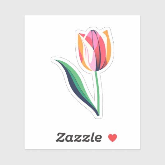 Waterverf tulp sticker (Vel)