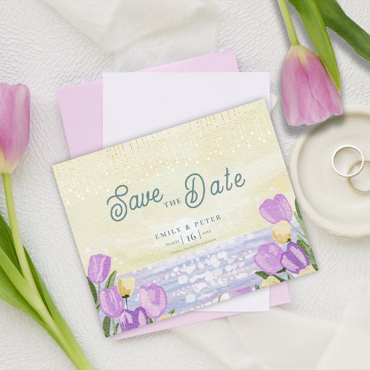 Waterverf Tulp Zeezijde Pastel Lente Bruiloft