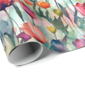 Waterverf Tulpen Cadeaupapier (Rol Hoek)