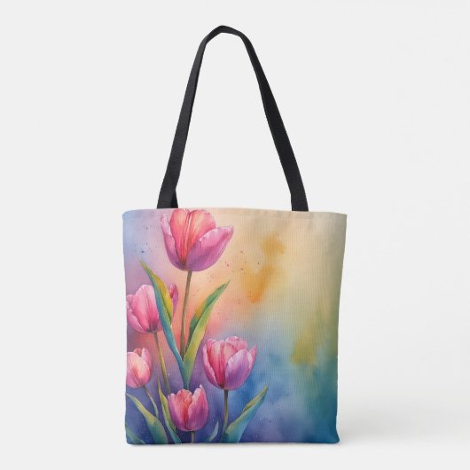Waterverf Tulpen floraal Tas (Achterkant)