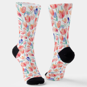 Waterverf Tulpen Pattern Crew Sokken