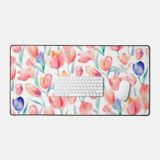 Waterverf Tulpen Pattern Desk Mat (Keyboard & Muis)