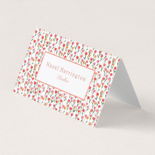 Waterverf Tulpen Visitekaartje gepersonaliseerd (Voorkant)