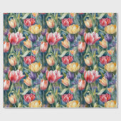 Waterverf Tulpen (Vivid) Cadeaupapier (Vlak)