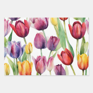 Waterverf tulpenbloemen elke gelegenheid inpakpapier vel