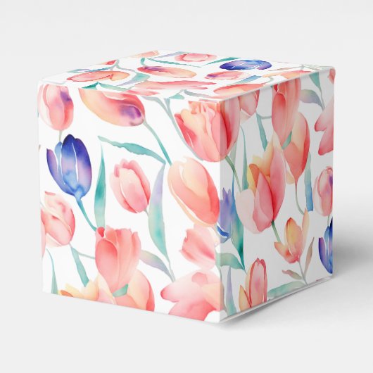 Waterverf Tulps Patroon voor Vor Box Bedankdoosjes (Voorkant Zijde)